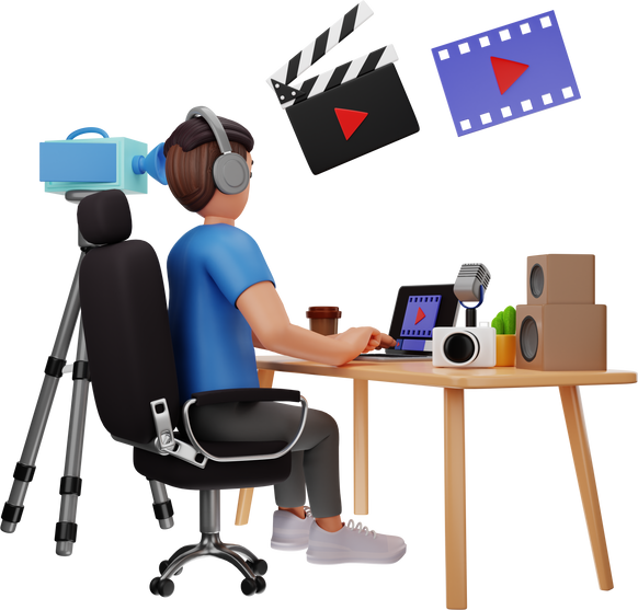 Video Editor 3D Character Illustration